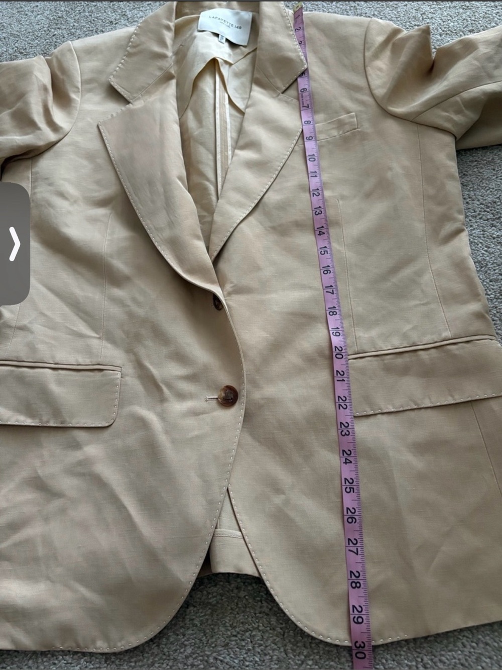 Lafayette 148 New York Tan Linen Blend Blazer Jacket Size 12 Careerwear Office - Picture 6 of 8